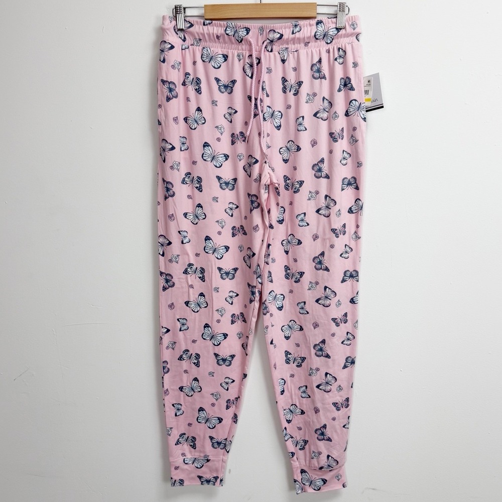 Roudelain Pants Womens Medium Pink Butterfly Pajamas PJS  Pull On NWT